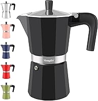 Vista 15 de Mongdio Cafetera de café expreso para estufa, cafetera cubana para estufa, olla italiana greca moca, 6 tazas de expreso, 10 onzas, color plateado