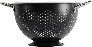 GoodCook Gourmet 5-Quart Stainless Steel Colander with Handles & Elevated Foot - Bold Black