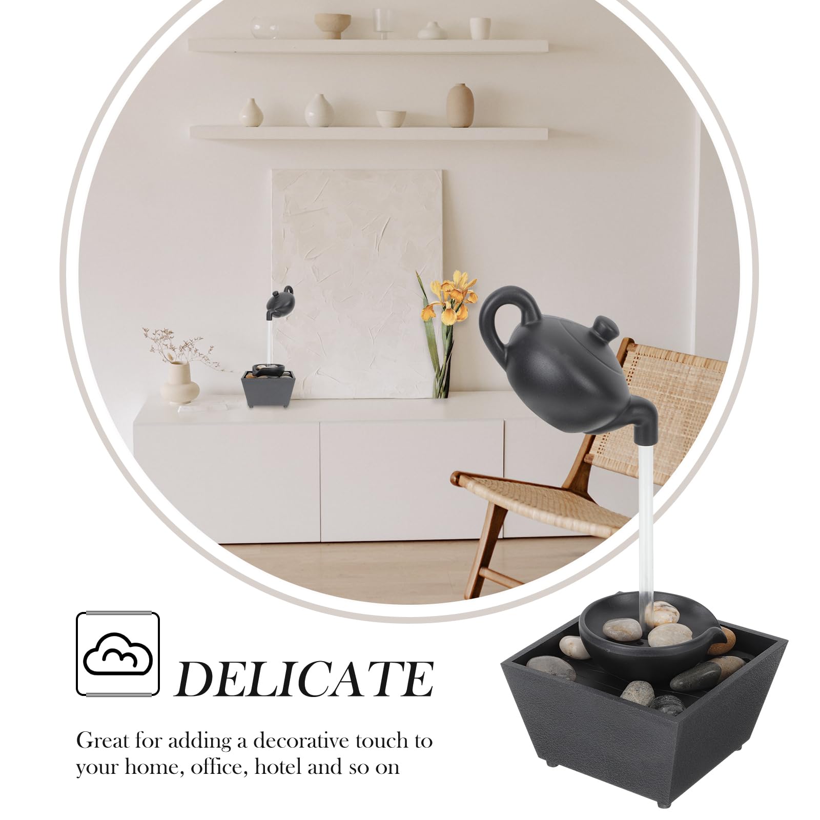 Tischbrunnen Mit Schwebender Teekanne - Zen Wasserfall Für Büro & Zuhause