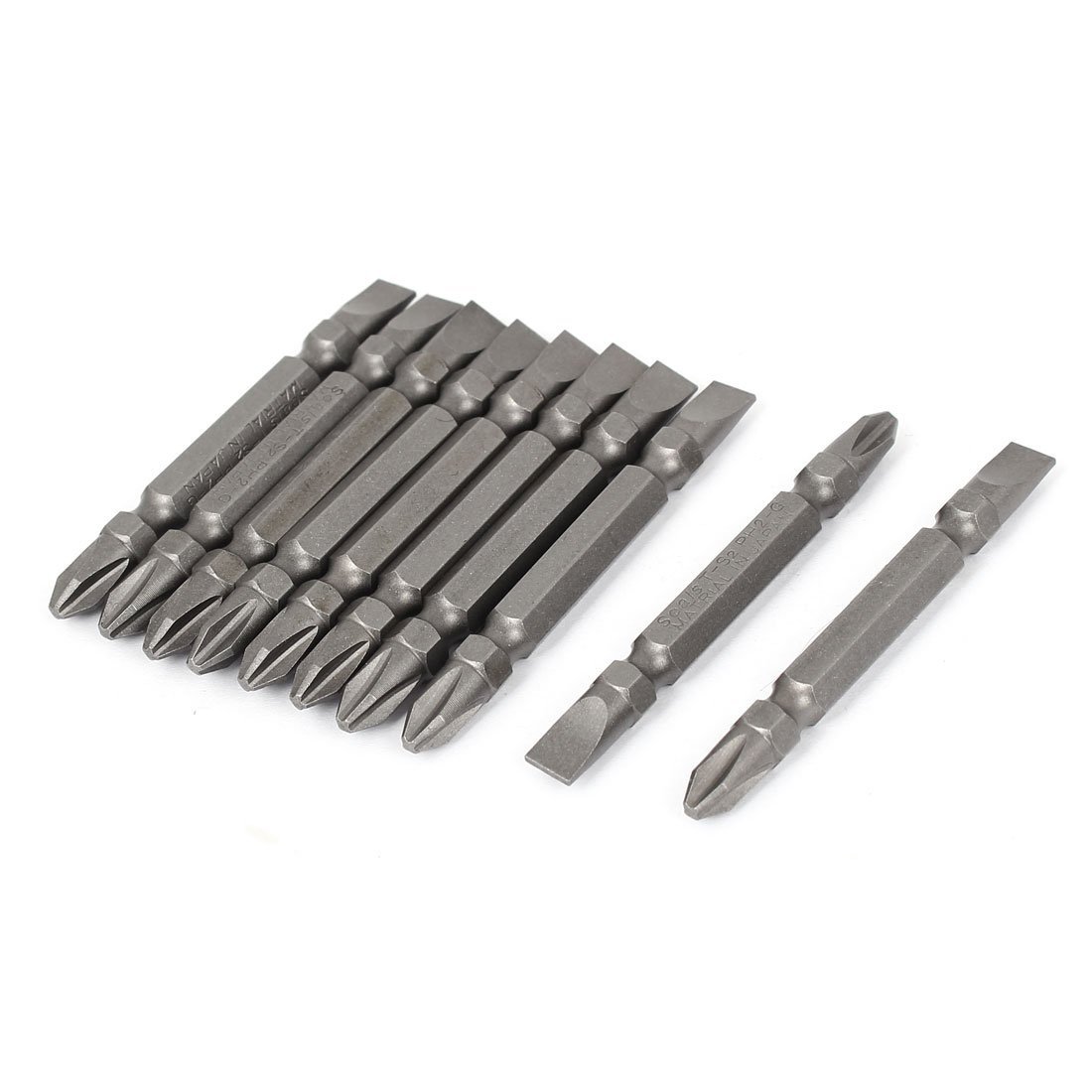 Uxcell Silver Sourcingmap 6Mm Tip Ph2 Phillips Slotted Double End Screwdriver Bits 10Pcs
