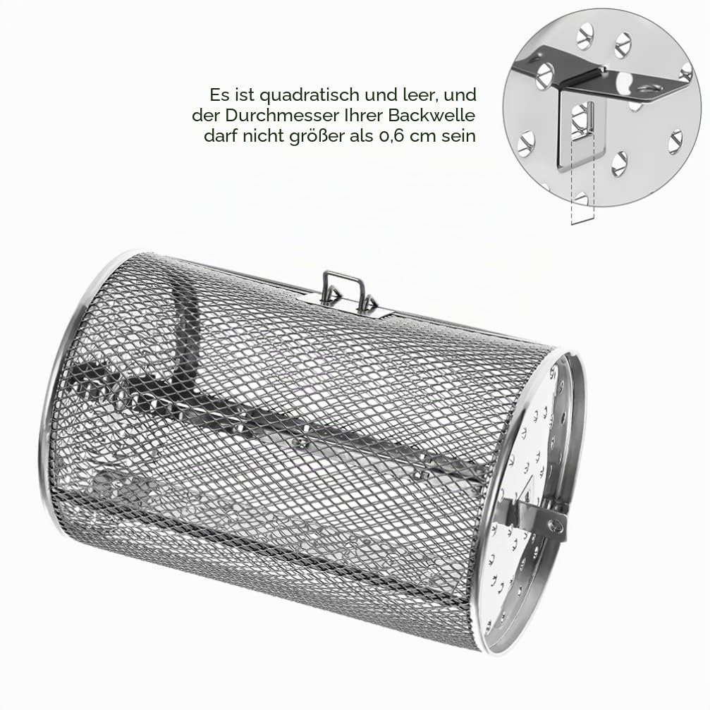 SHERCHPRY Grill Röstkorb Aus Edelstahl Universeller Rotisserie Grillkorb Mit Beweglicher Tür Für Gemüse Nüsse Und Für Bbq Und Familienfeiern