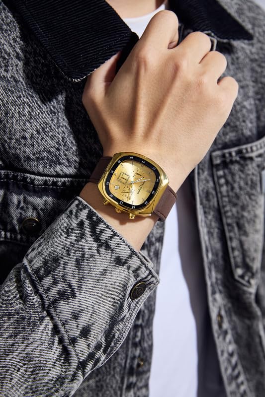 Image of Daniel Hechter Paris Bercy Collection Analog Quartz Watch for Men with Square Dial, Multifunction Sub-Dials, Date Display, Crystal Hour Markers and Leather Strap - DHM1001