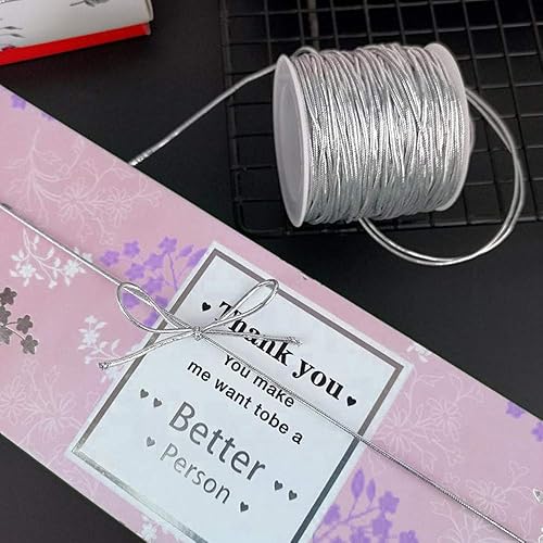 Miniatura 8 de 3 rollos de cordón elástico de oropel metálico, cinta elástica de 0.039 pulgadas para envolver regalos, fabricación de joyas, decoraciones de