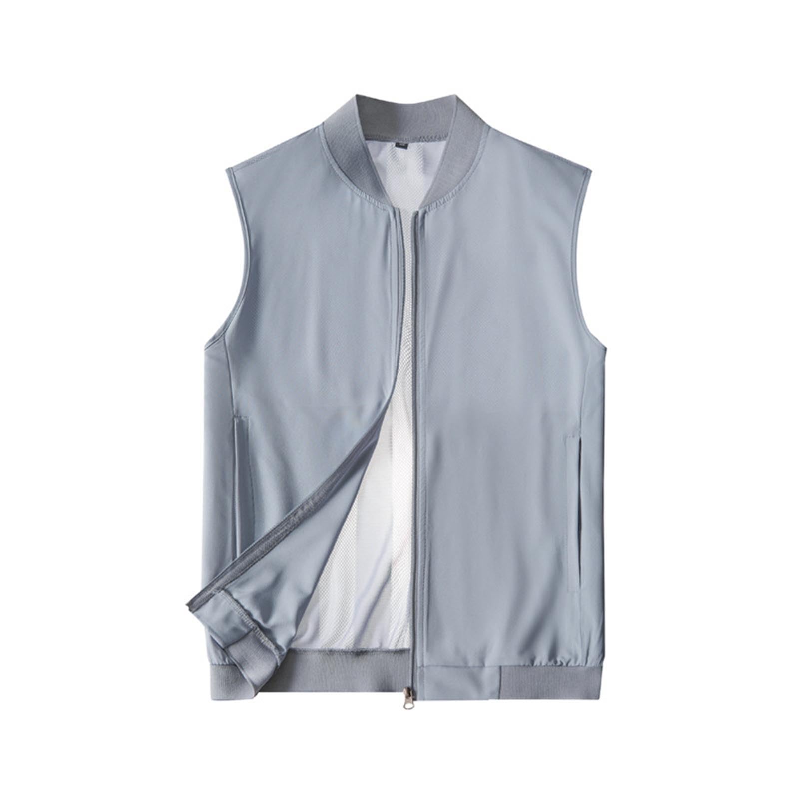Men's Lightweight Vest Breathable Sleeveless Outdoor Work Cooling Waistcoat Jackets for Travel Hiking Running with Pockets