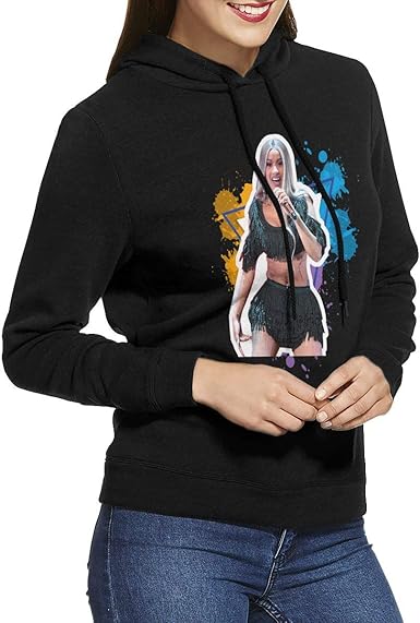 Amazon.com: Cardi B Women's Long Sleeve Hooded Sweatshirt Tops Casual Sport Pullover Sweater 