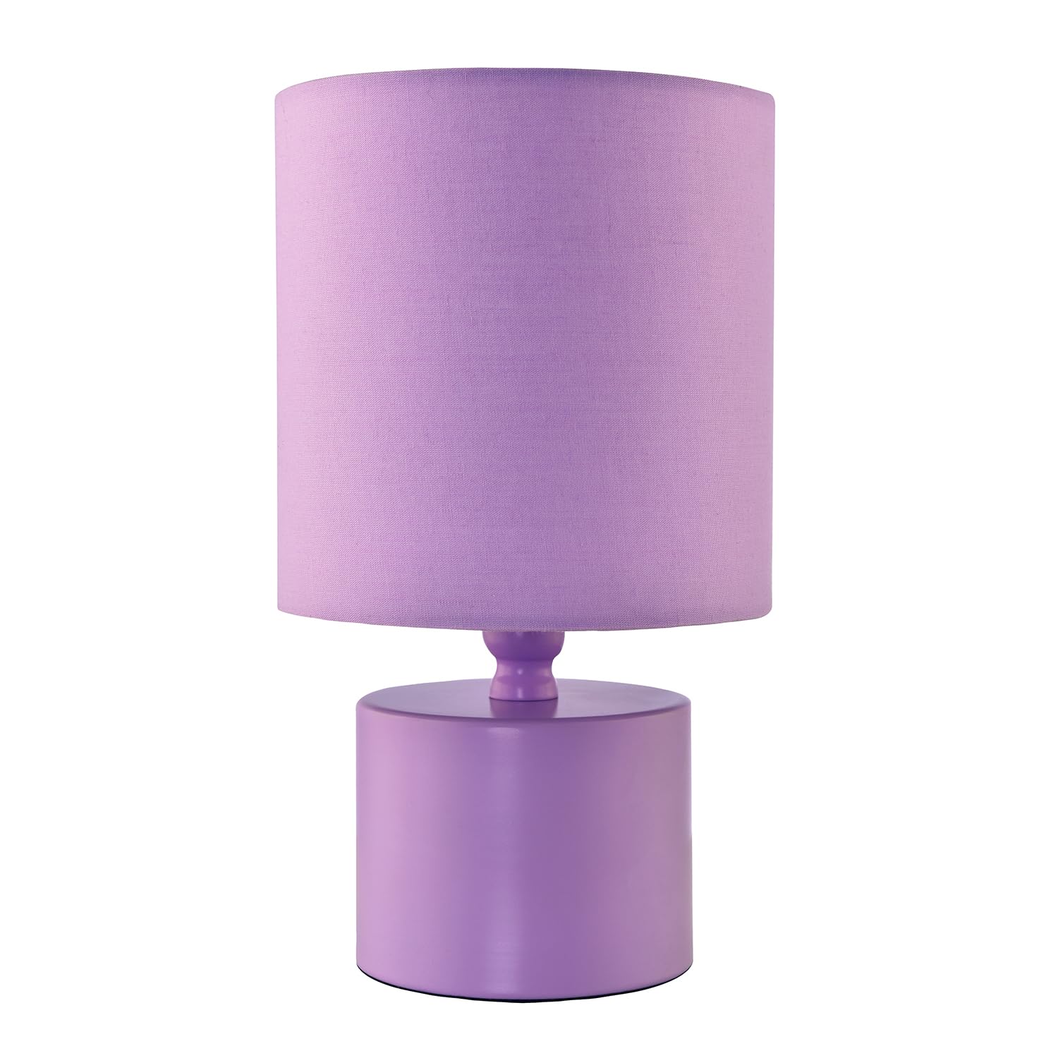 Happy Homewares Lilac Modern Soft Glossy Table Lamp With Cotton Fabric Drum Shade