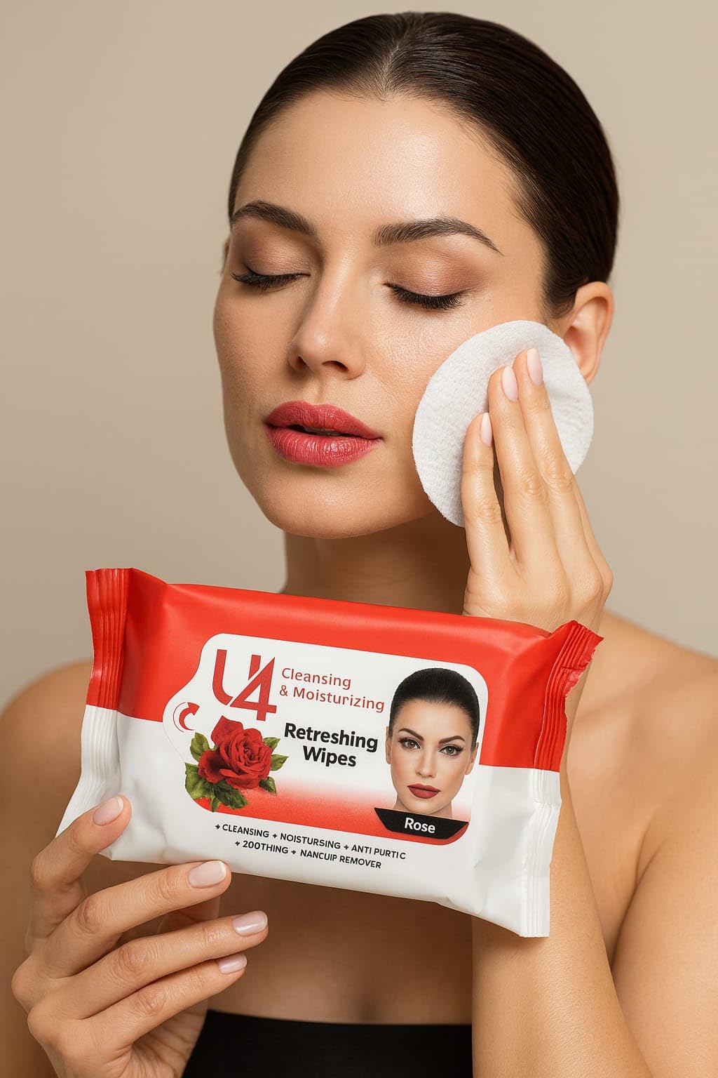 U4 Cleansing & Moisturizing Refreshing Face Wipes, Rose and Green Tea Variants, 50 Count Pack of 2, 5-in-1 Makeup Remover with Anti-Puritic Action-image-17