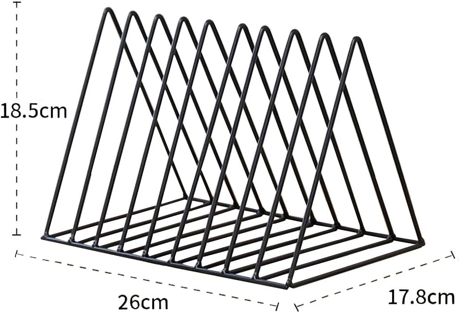 9 Slot Magazine Holder Rack,Desktop File Sorter Book Rack Organizer,Iron Black Newspaper Holder,Triangle Bookshelf Decor Home Office