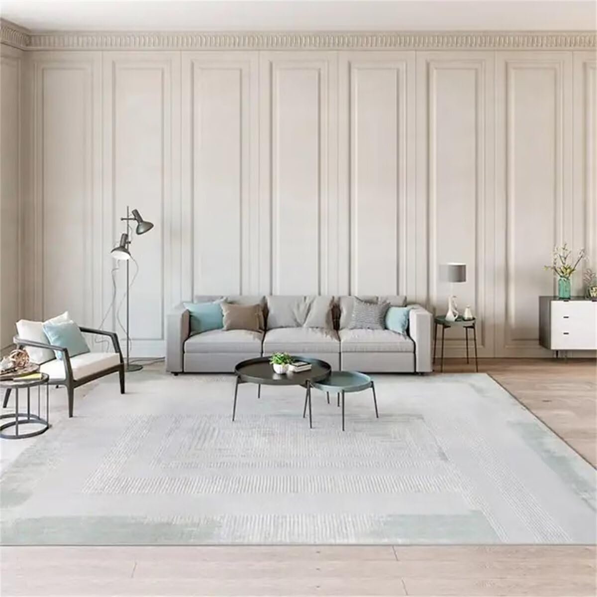 Tapis de salon facile d'entretien gris 140x200cm lavable contre les taches