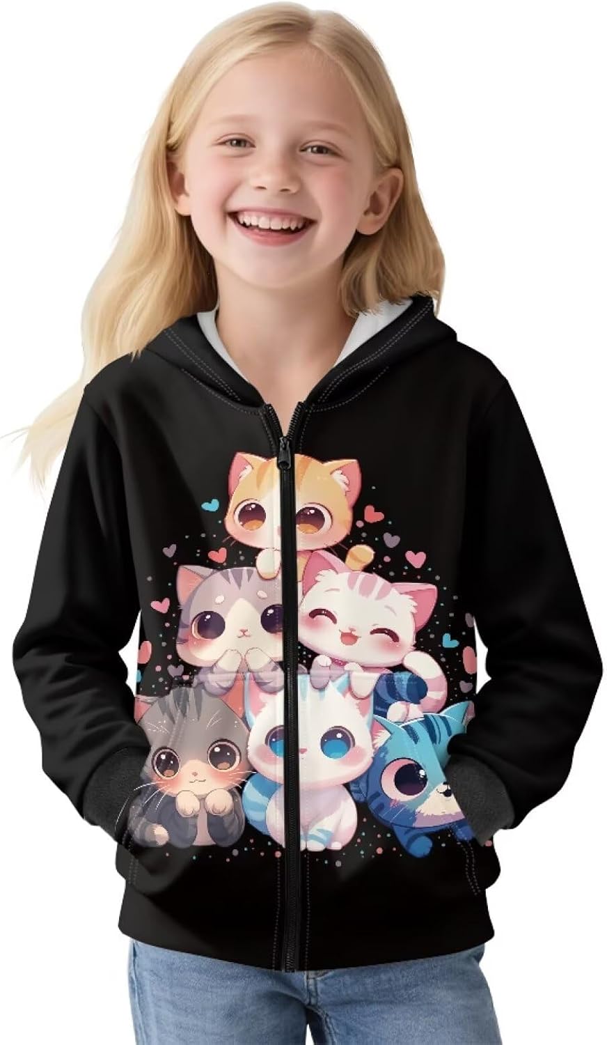 Zip Up Hoodies for Girls Fleece Lined Sweatshirts Hooded Soft Fall Jacket Winter Clothes for 6-16 Years Kids