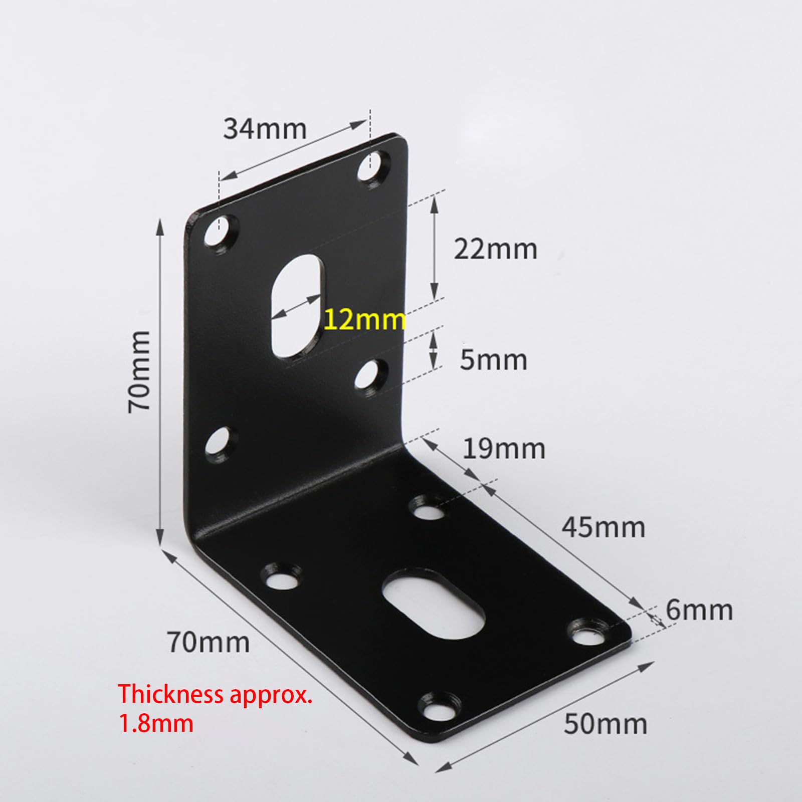 2Pcs Corner Braces,Stainless Steel Corner Bracket,Heavy Duty Angle Brace,L-Shaped Brackets for Furniture Fastener Hardware(70*70*49mm) Black - Image 2