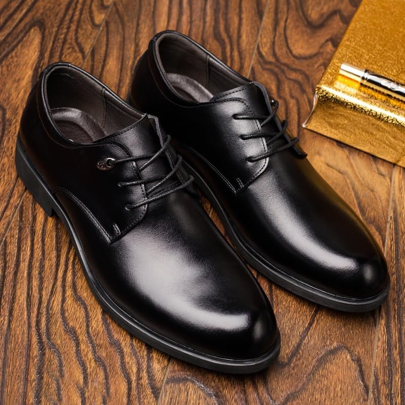 Men's Casual Dress Oxford Shoes Comfort Handmade Round Toe Slip On Non-Slip Lug Sole Lace-Up Formal Derby Shoes for Business Work Dating3