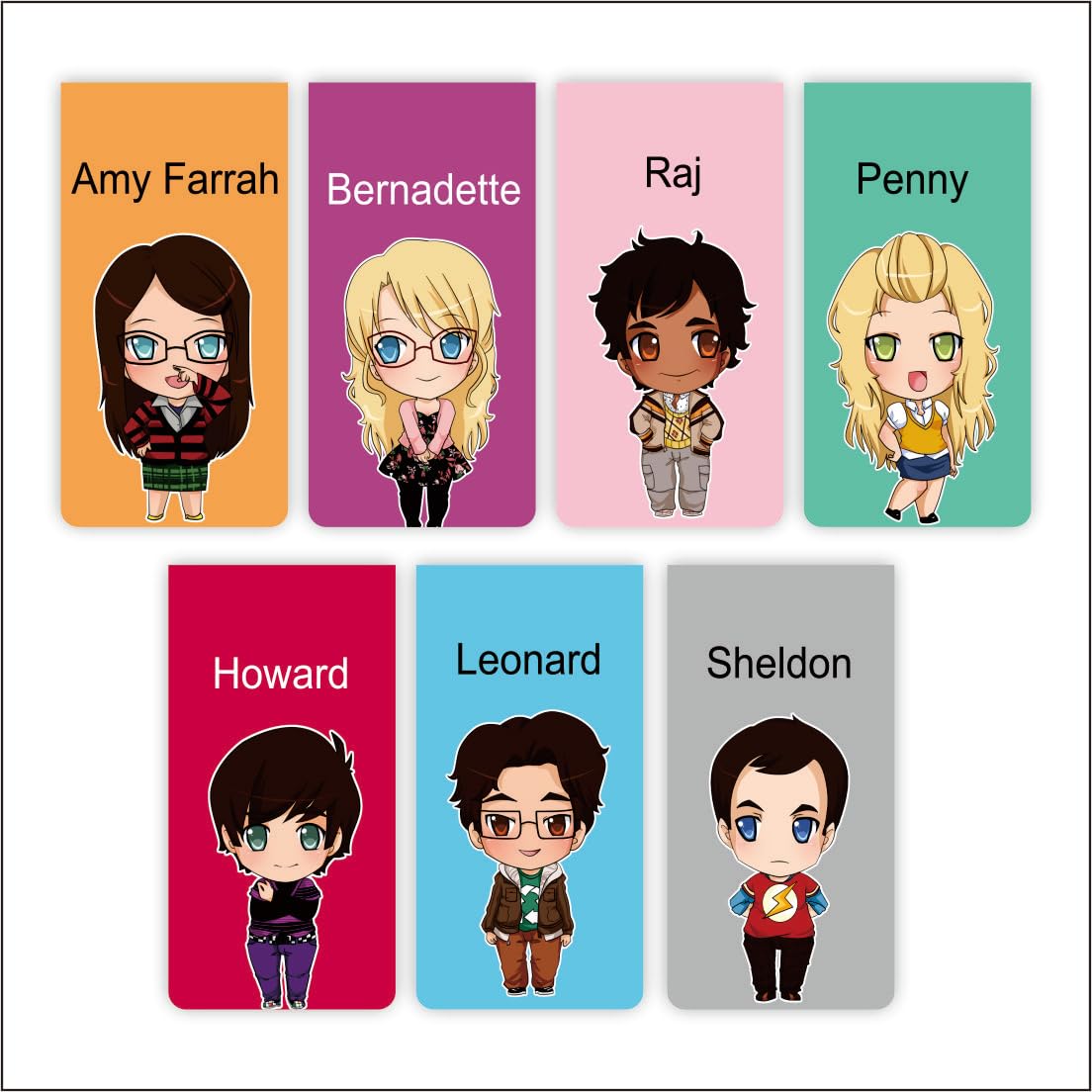 Zesta Magnetic Bookmark Set of 7 | Aesthetic Book Mark for Reading | Cute Anime Bookmarks for Kids, Students | Book Accessories for Novels, Gifts for Readers(Big Bang Theory Bookmark, 15X4 Cms)