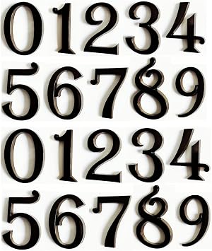 Mailbox Numbers 2 Inch, Black Door Address Number Stickers for Aprtment Office Home Room, Metal Shiny, Indoor or Outside all Suitable. Dark, 2" - Set of 20