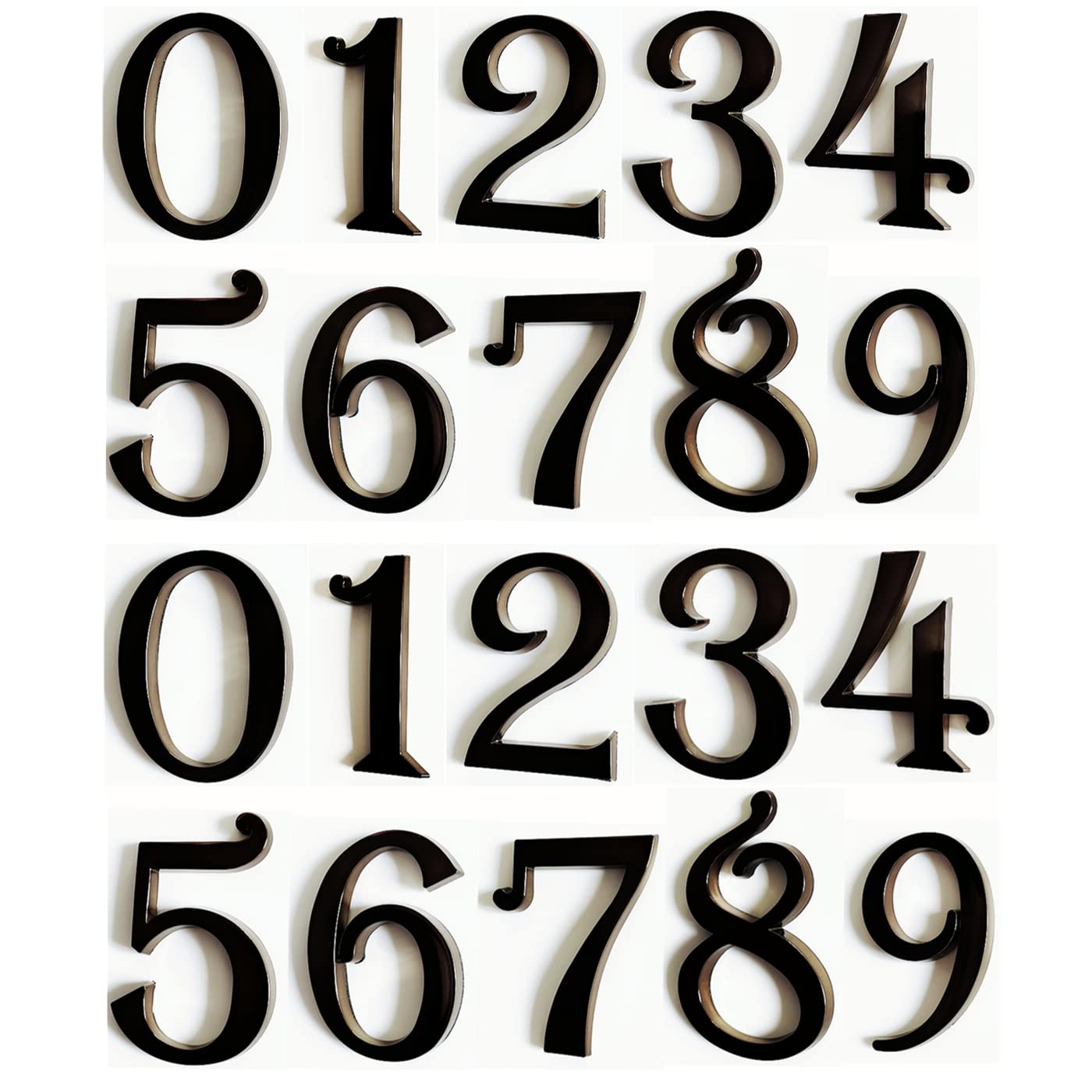 HopeWan Black Mailbox Numbers, Self Adhesive Door Address Sign Number Stickers for Aprtment Office Home Room, Metal Shiny, Suit for Outside or Indoor.