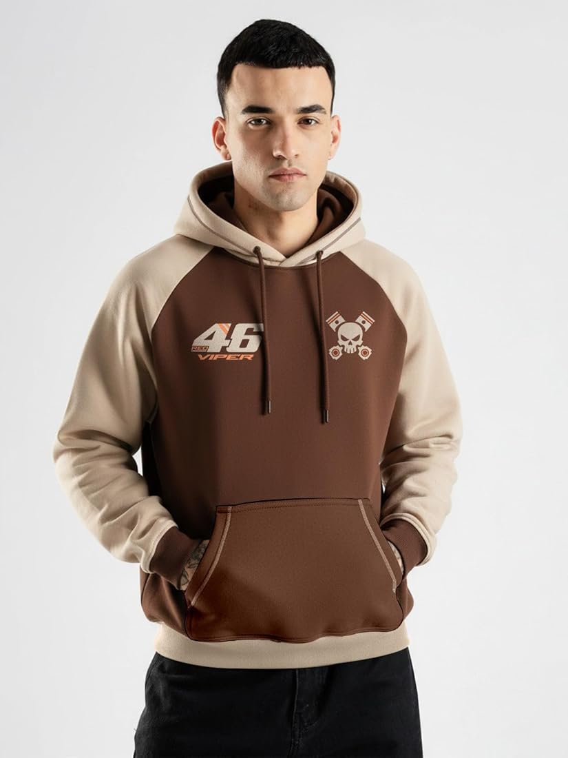 Buy crazymonk Red Viper Oversized Hoodie - Brown & Beige - S at