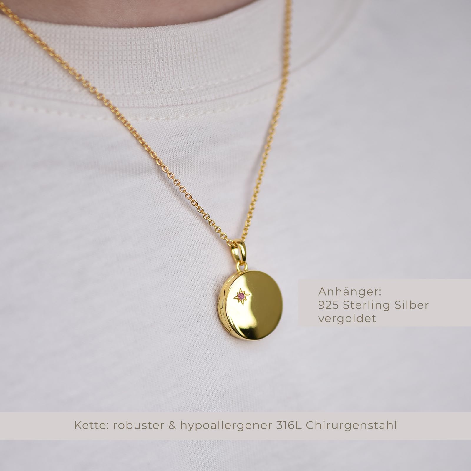 Medaillon Kette mit Geburtsstein Damen Mädchen Mutter Tochter Geschenk | Silber 925, Schmuck Muttertag Geburtstag Mama Kind personalisiert, Medaillon zum Öffnen für Bilder, Foto-Service & Gravur