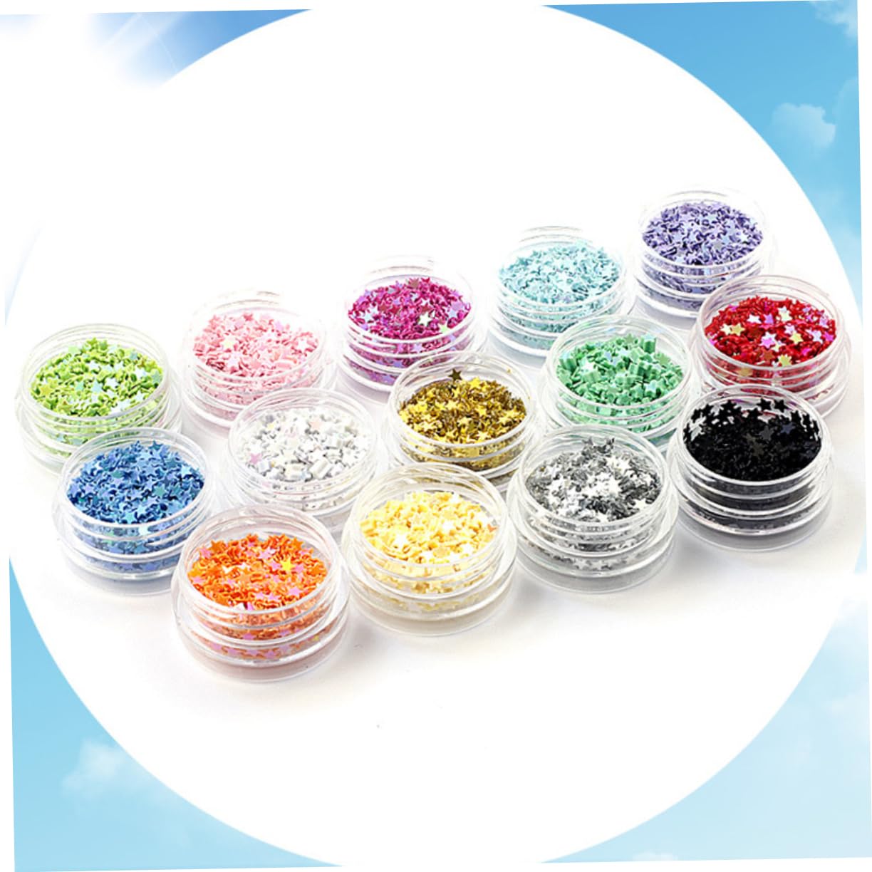 Ipetboom 5 Set Stella A Cinque Punte Glitter Nail Art Gioielli Fai Da Te Patch Per Unghie Accessori Materiali Fatti A Mano (14 Colori) Adesivi Per Unghie Uv Volpe Acrilico Elegant 14box*5