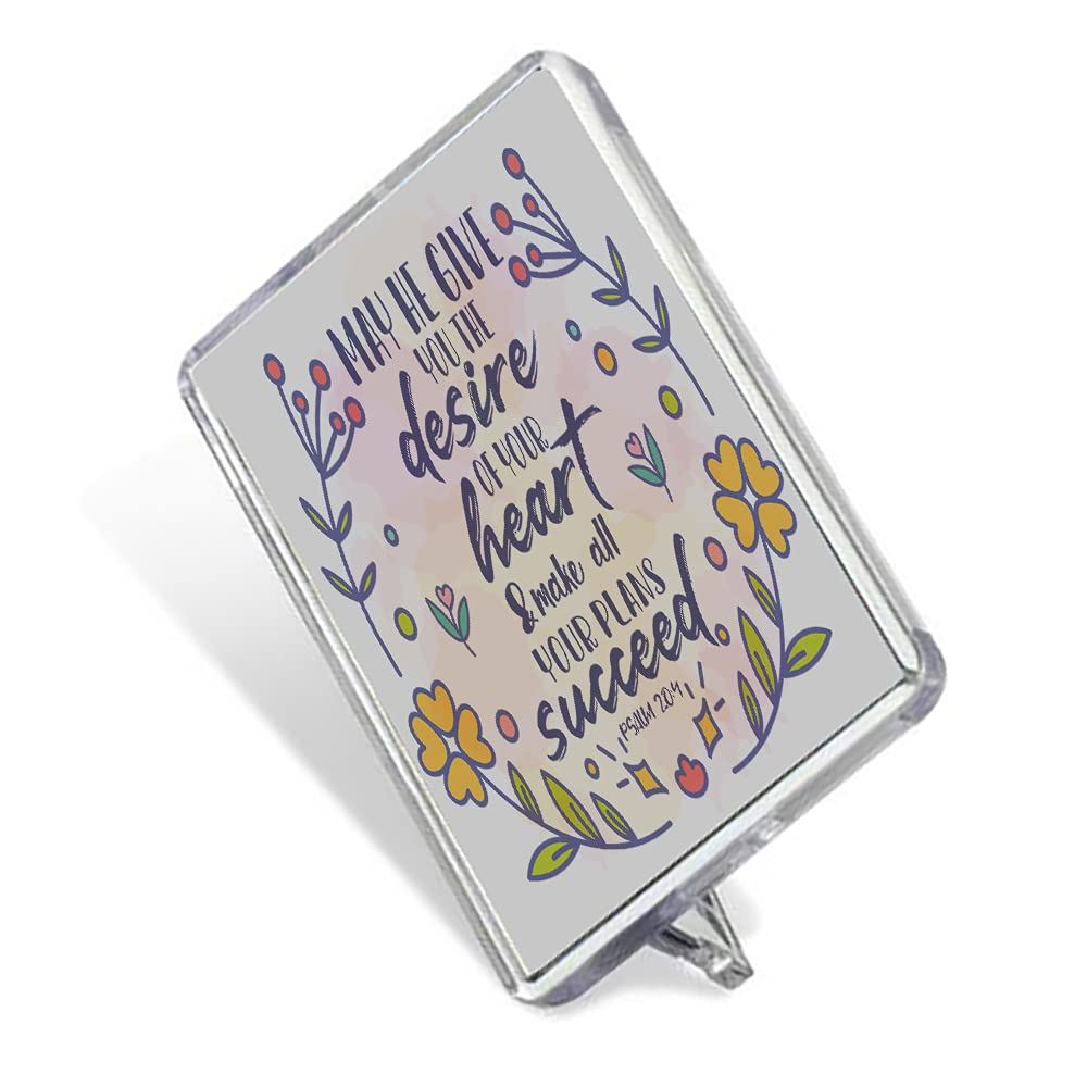 May He Give You the Desires of Your Heart Bible Verse/Quote Faith in God Present for Men/Women, Birthday Present Fridge Magnet.