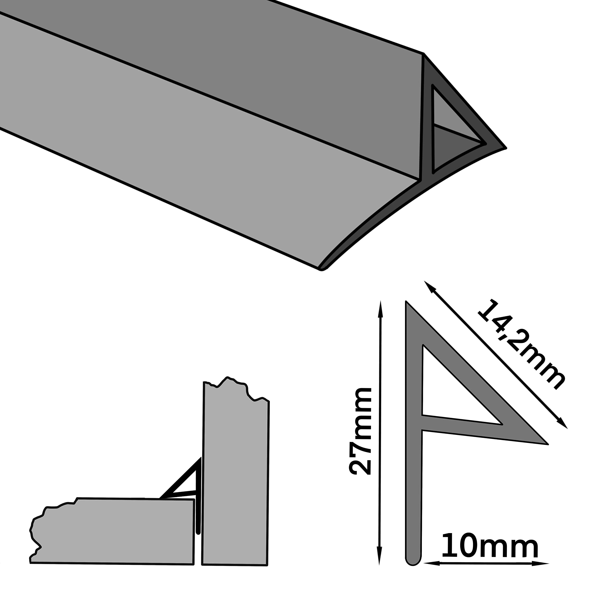 Miko® Kunststoff Dreikantleiste mit Nagelfahne, 80 lfm, Sichtbetonqualität ideal geeignet für die Erstellung von Betonstützen mit gebrochener Kante, 10 x 14,2 x 27 mm