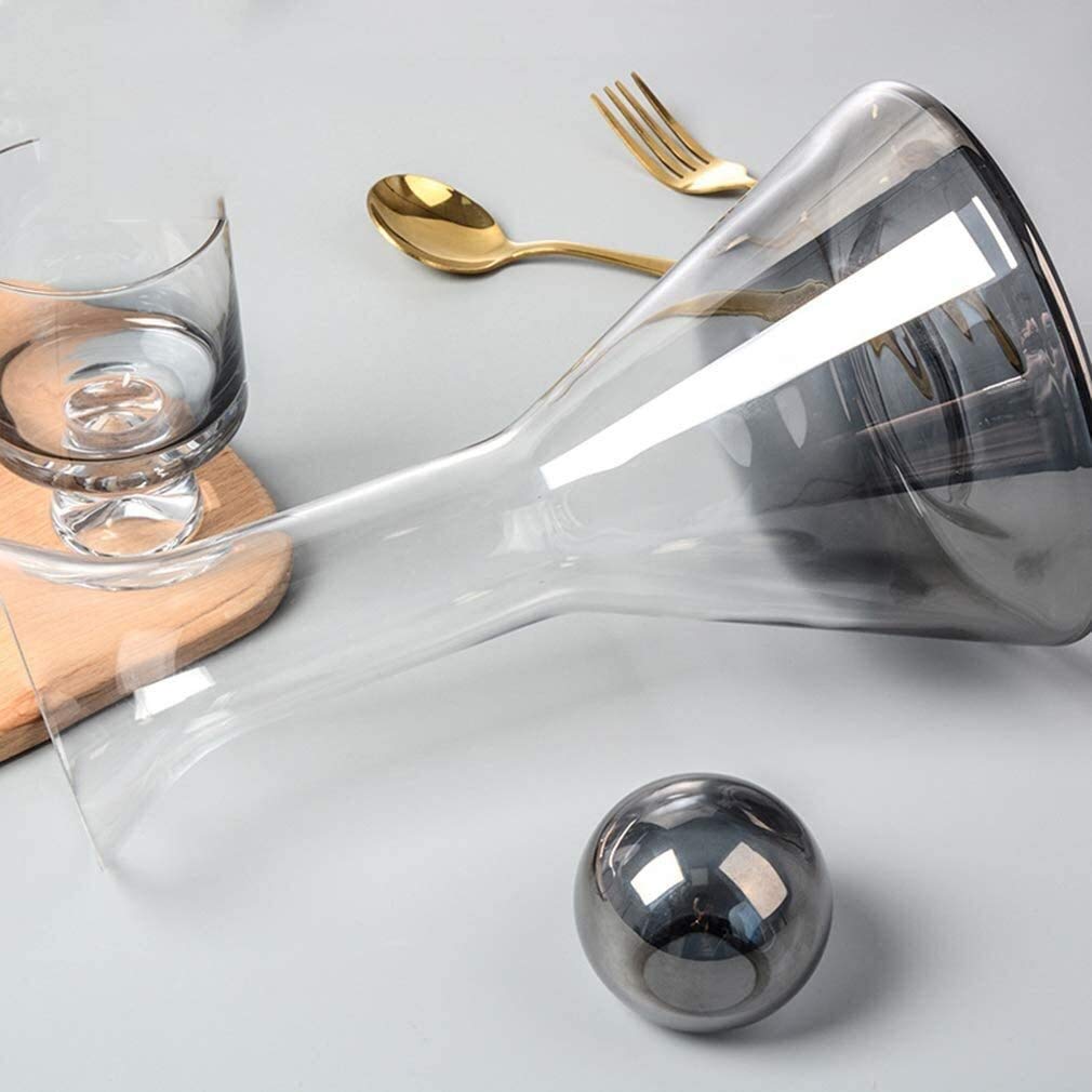 Set decanter per vino, tappo e 4 bicchieri creativi inclusi, caraffa per vino aerata in vetro scintillante affumicato, set decanter per whisky