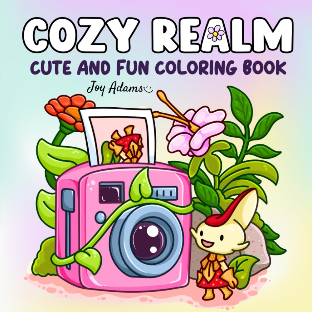 Cozy Realm Coloring Book: Cute and Fun Coloring Book for Adults and Teens Featuring 45 Tiny Garden with a Variety of Cute and Cozy Animals