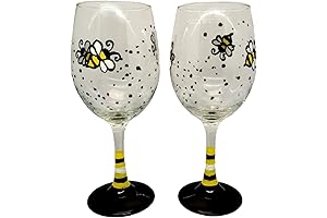 Honey Bee Hand Painted Wine Glasses Delightful Buzzworthy Charm