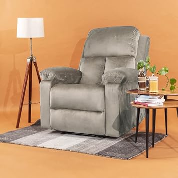 Wakefit Recliner | 3 Years Warranty | Velvet Fabric Manual Recliner Sofa 1 Seater | Recliner Chair | Stargazer - Tuscan Tan