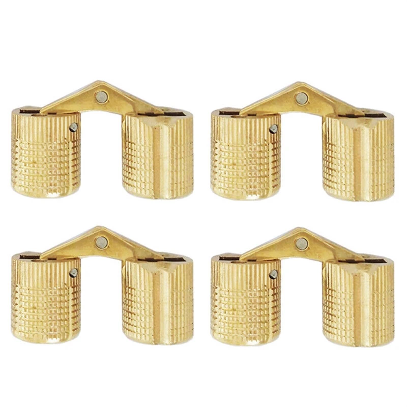 Concealed Hinges 4PCS 8/10/12mm Copper Barrel Hinges Cylindrical Hidden Cabinet Concealed Invisible Brass Mount for Furniture Hardware for Furniture(12mm)