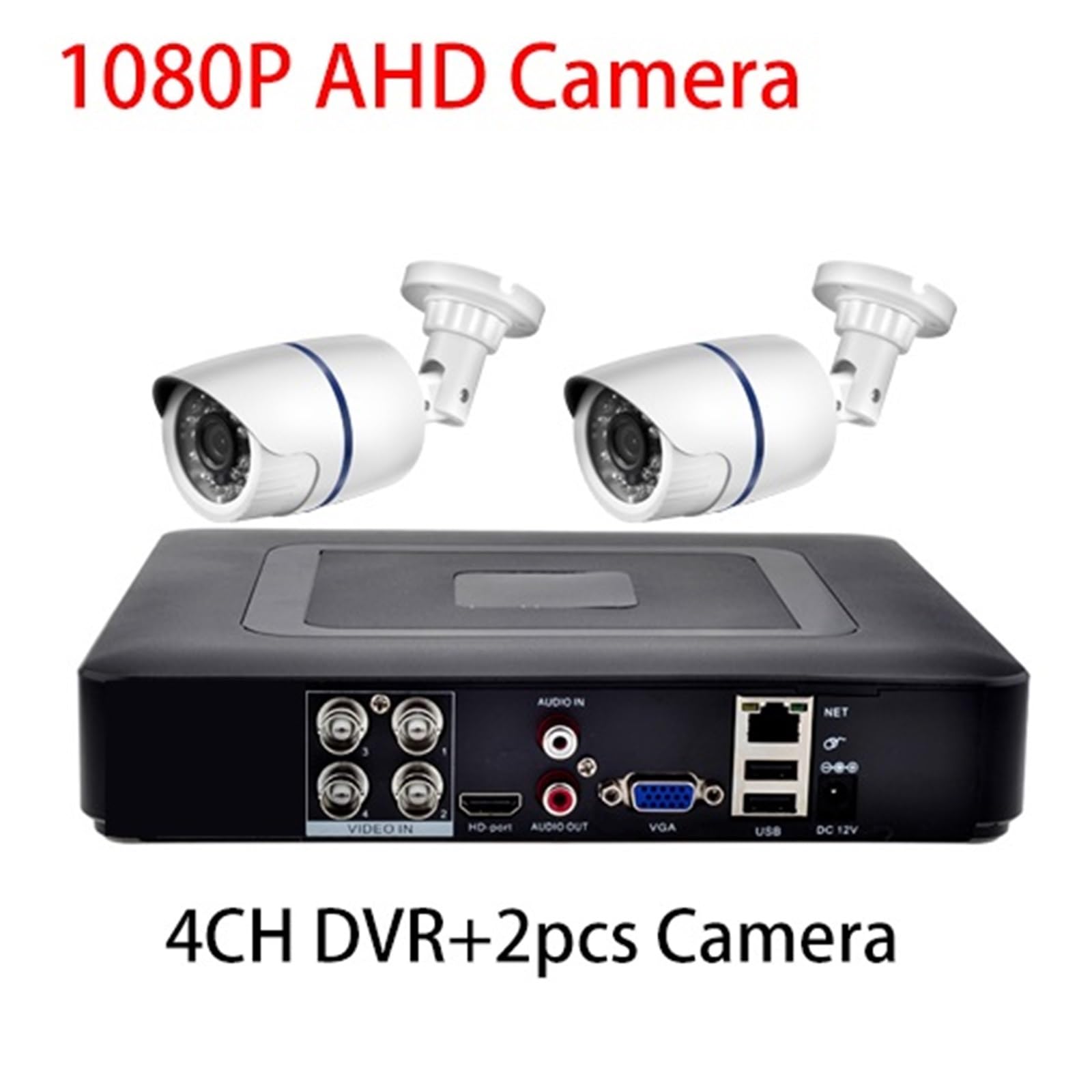 Kit Video Surveillance, H.265X système de Surveillance CCTV sécurité AHD caméra enregistreur vidéo 4CH DVR Kit extérieur 1080P 5MP 2 pièces caméra Balle(1080P)