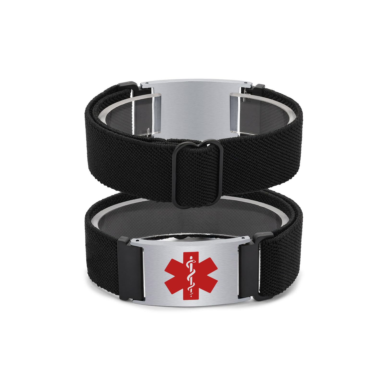 JUST MEET YOU Personalized Medical Alert Bracelets for Women Men Elastic Medical ID Bracelets with Free Engraving Custom Medical Bracelet Adjustable