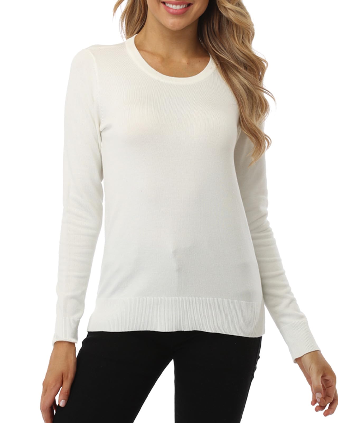 Fuinloth Women's Sweater, Lightweight Crewneck Long Sleeve Pullover