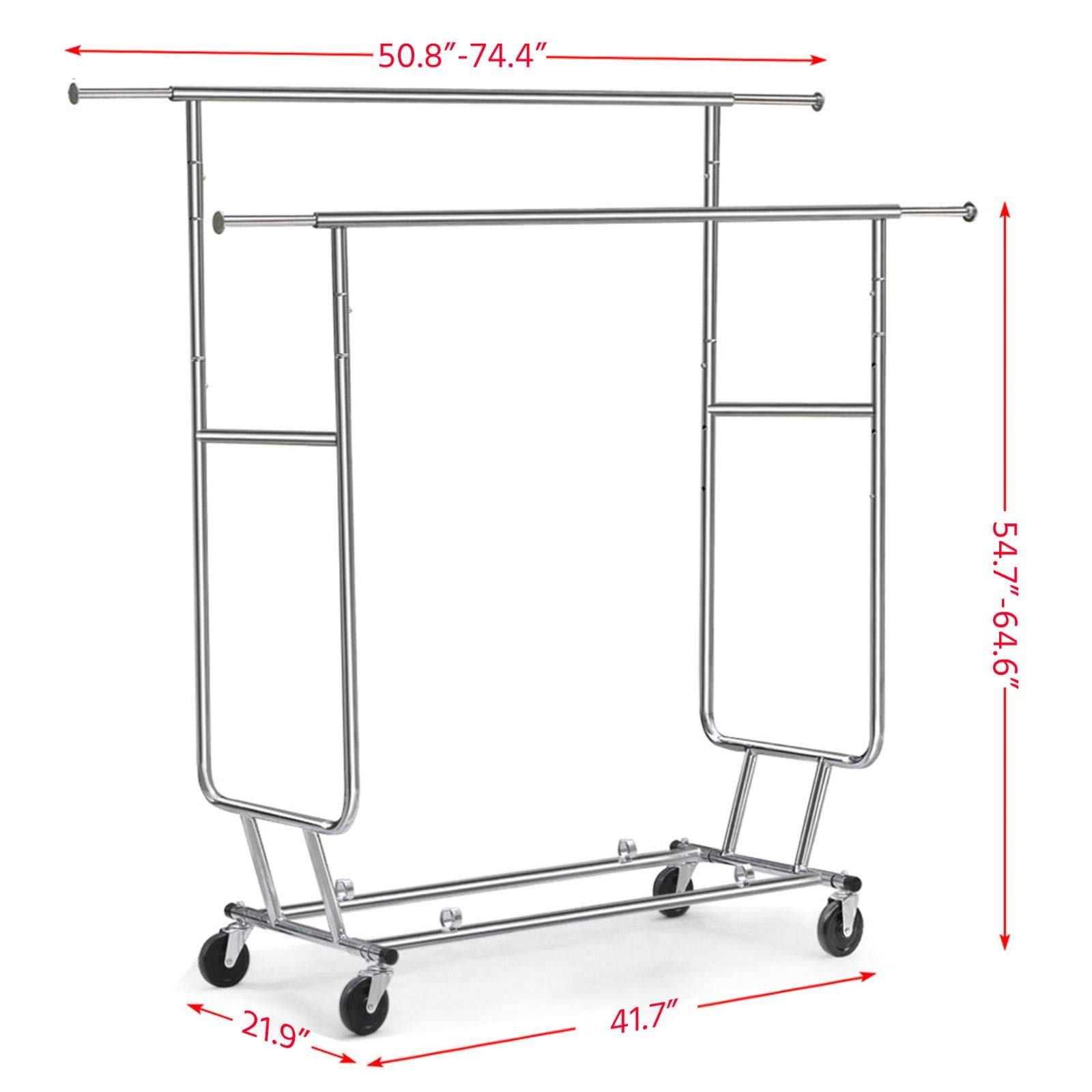Buy Yaheetech Double Rail Portable Clothing Garment Rack on Wheels