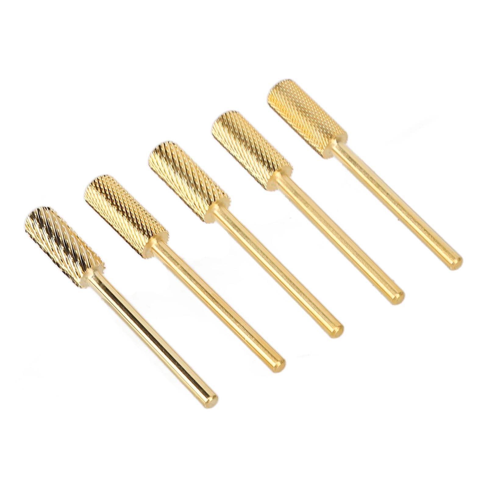 Juego de 5 brocas de barril para uñas con cabeza pequeña para pulir las uñas, pulido de acero al tungsteno y acero al tungsteno para manicura y pedicura