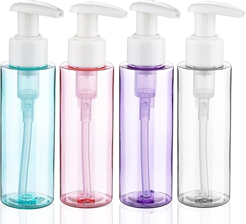 Miniatura 8 de Botellas de viaje de plástico dispensador de botellas aprobado por la Tsa de 3.4 onzas  3.4 fl oz, paquete de 4 botellas recargables de viaje para