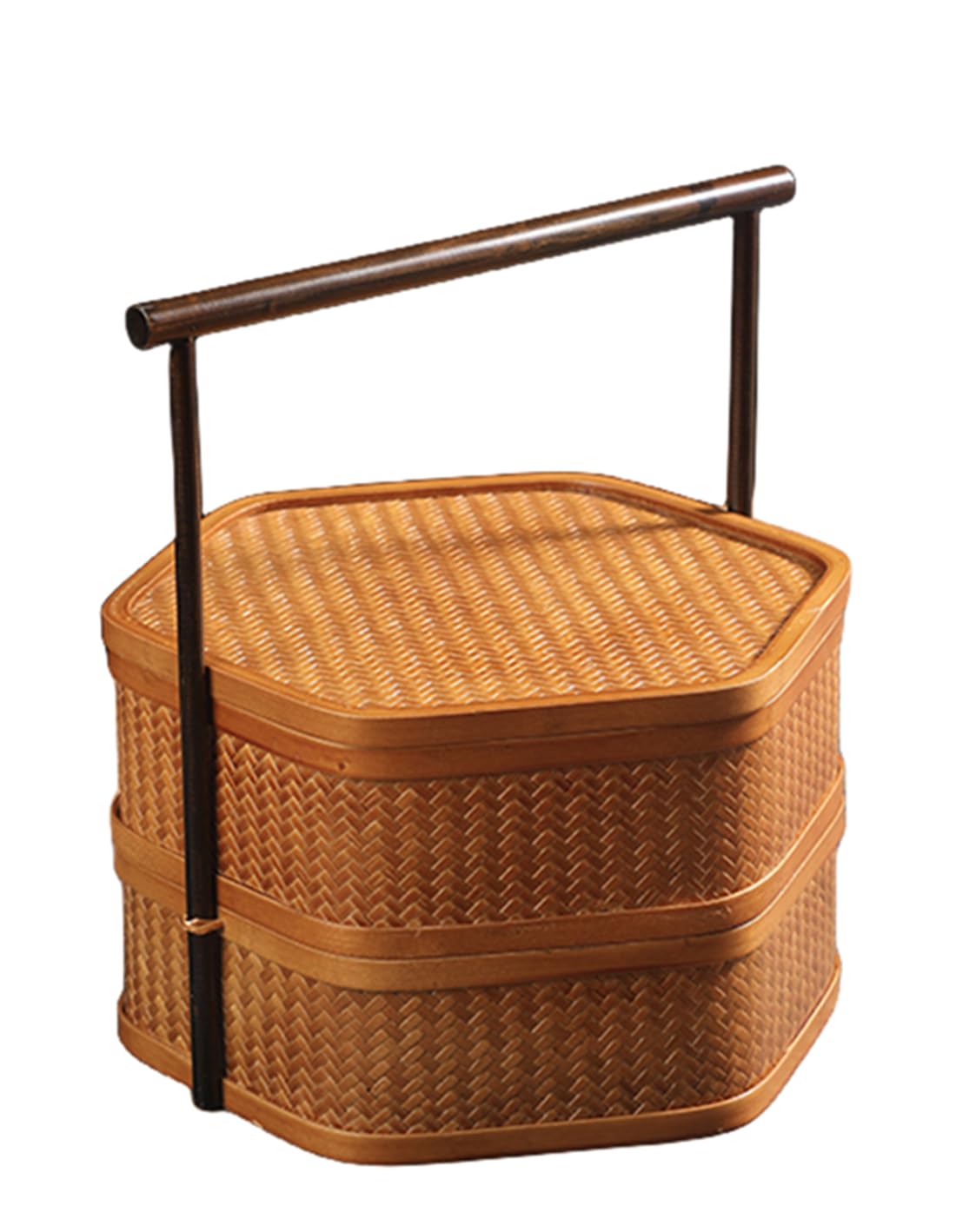 お弁当箱 2段 手作りの竹編のお弁当箱 ランチボックス 天然木 竹製蓋