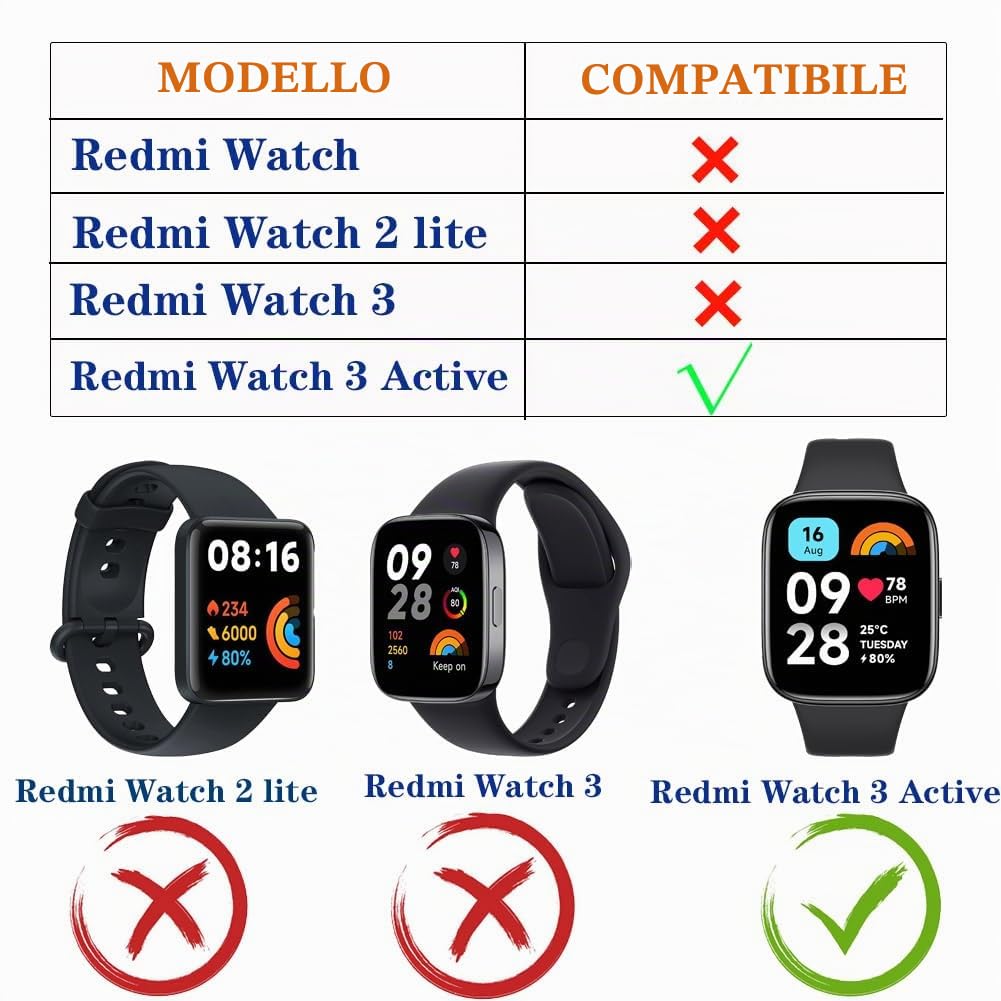 Cinturino Compatibile per Xiaomi Redmi Watch 3 Active Cinturini Regolabile Sportivo Braccialetto Compatibile per Xiaomi Redmi Watch 3 Lite (nessun Tracker)