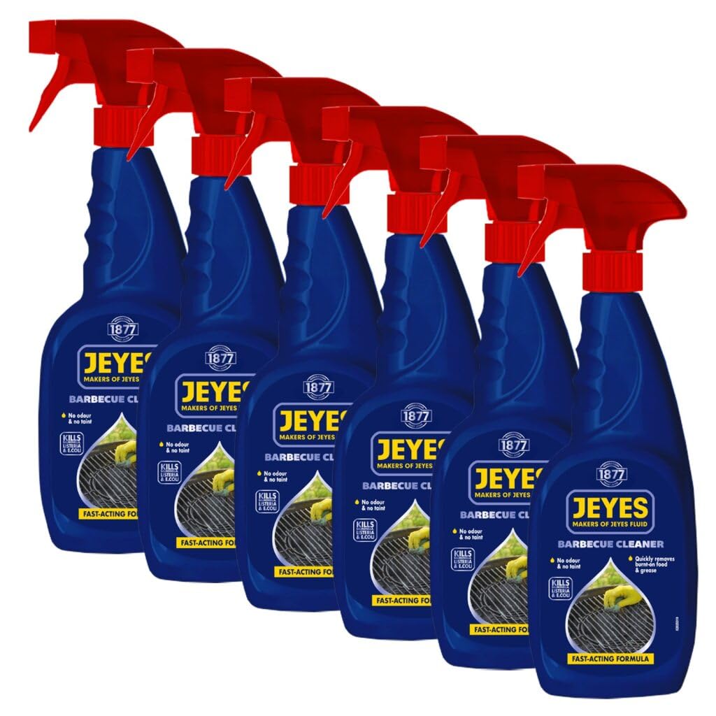 Jeyes BBQ Cleaner (6 x 750ml) – Fast-Acting Formula Cuts Through Burnt-On Food and Grease - Oven Cleaner Heavy Duty - Odour and Taint-Free - Safe for Grills, Racks and BBQ Surfaces