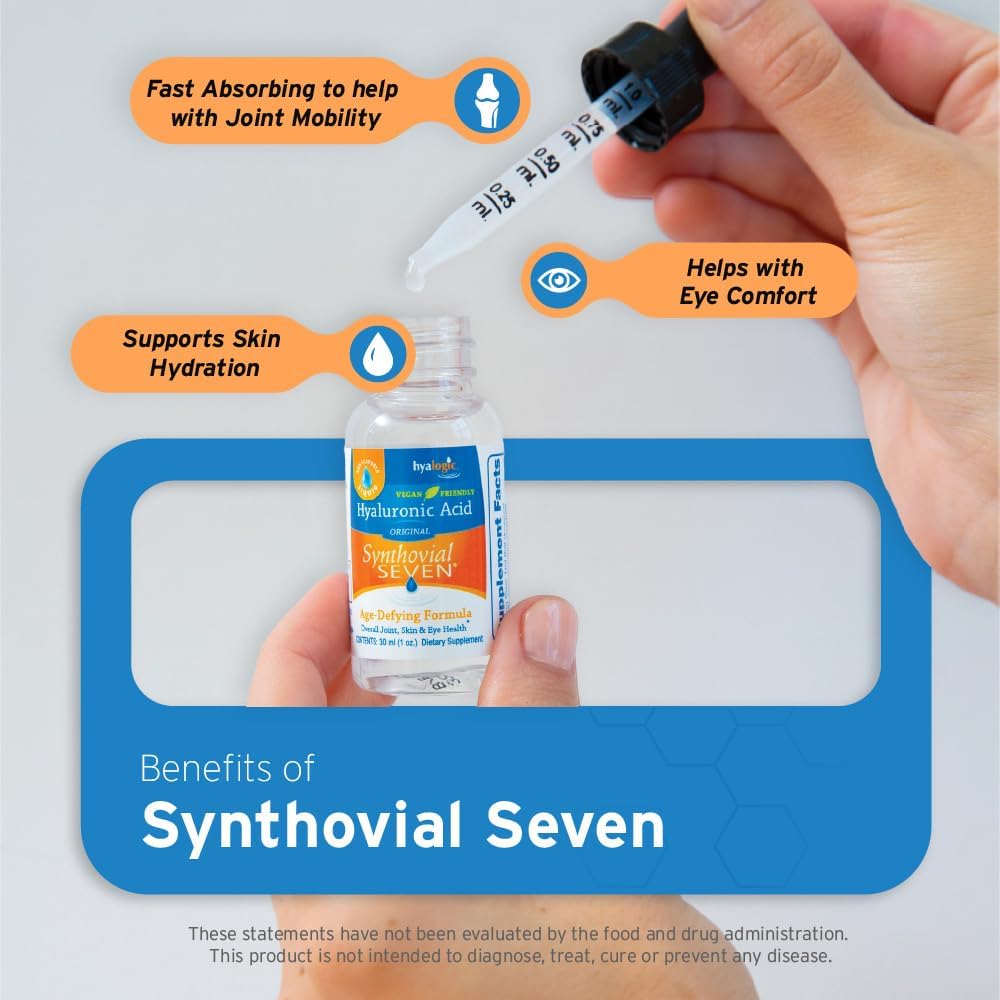 Hyalogic Synthovial Seven Hyaluronic Acid Liquid - HA Support - Vegan - 1 oz - Image 2
