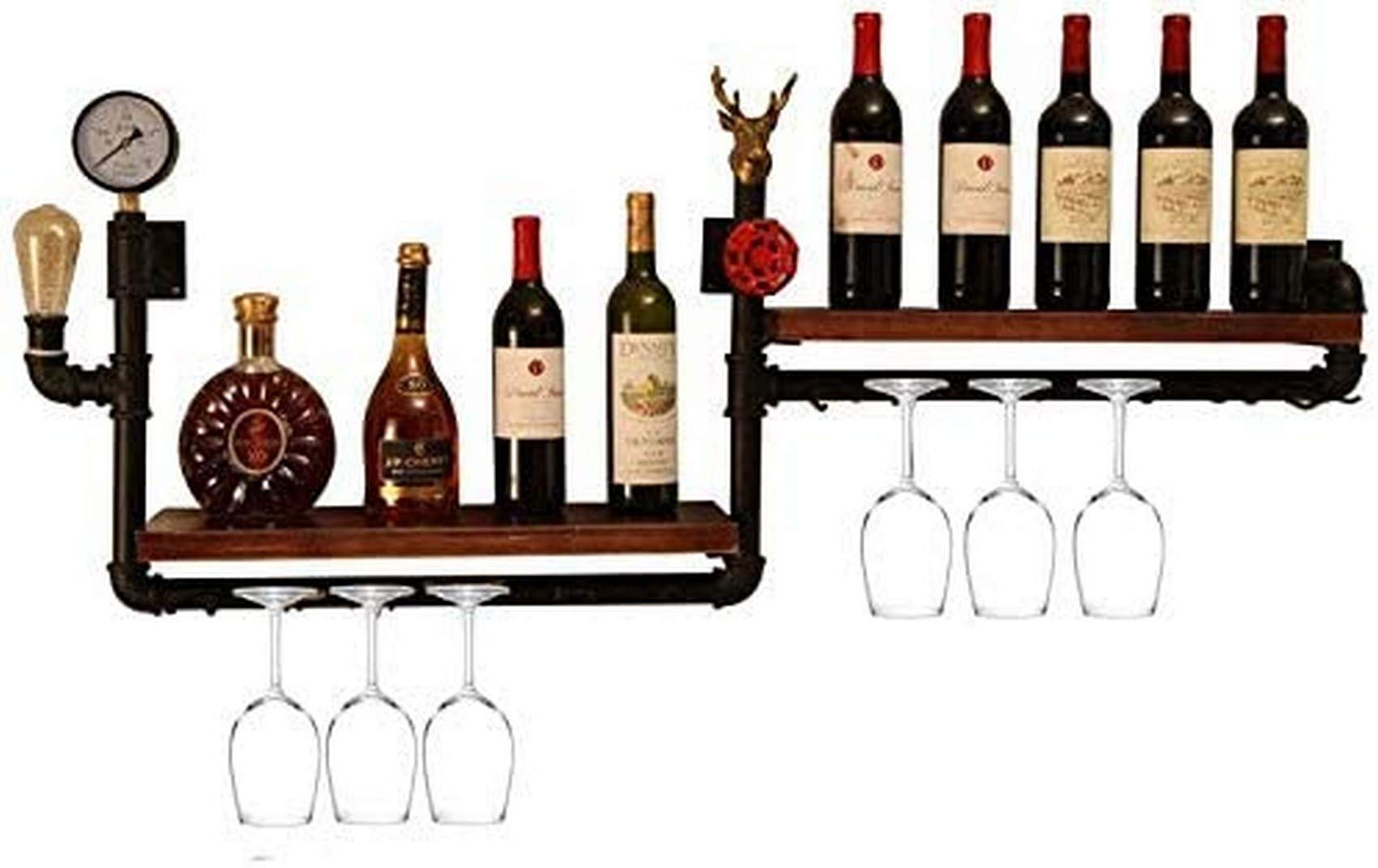 Étagère à vin murale bois et fer pour salon style rustique