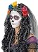 Day of The Dead Haarreif mit Schleier, Blumen und Totenkopf - Schwarz Mehrfarbig - zum Witwen, Hexen, Geist, Zombiebraut oder Gothic Kostüm - Halloween Karneval