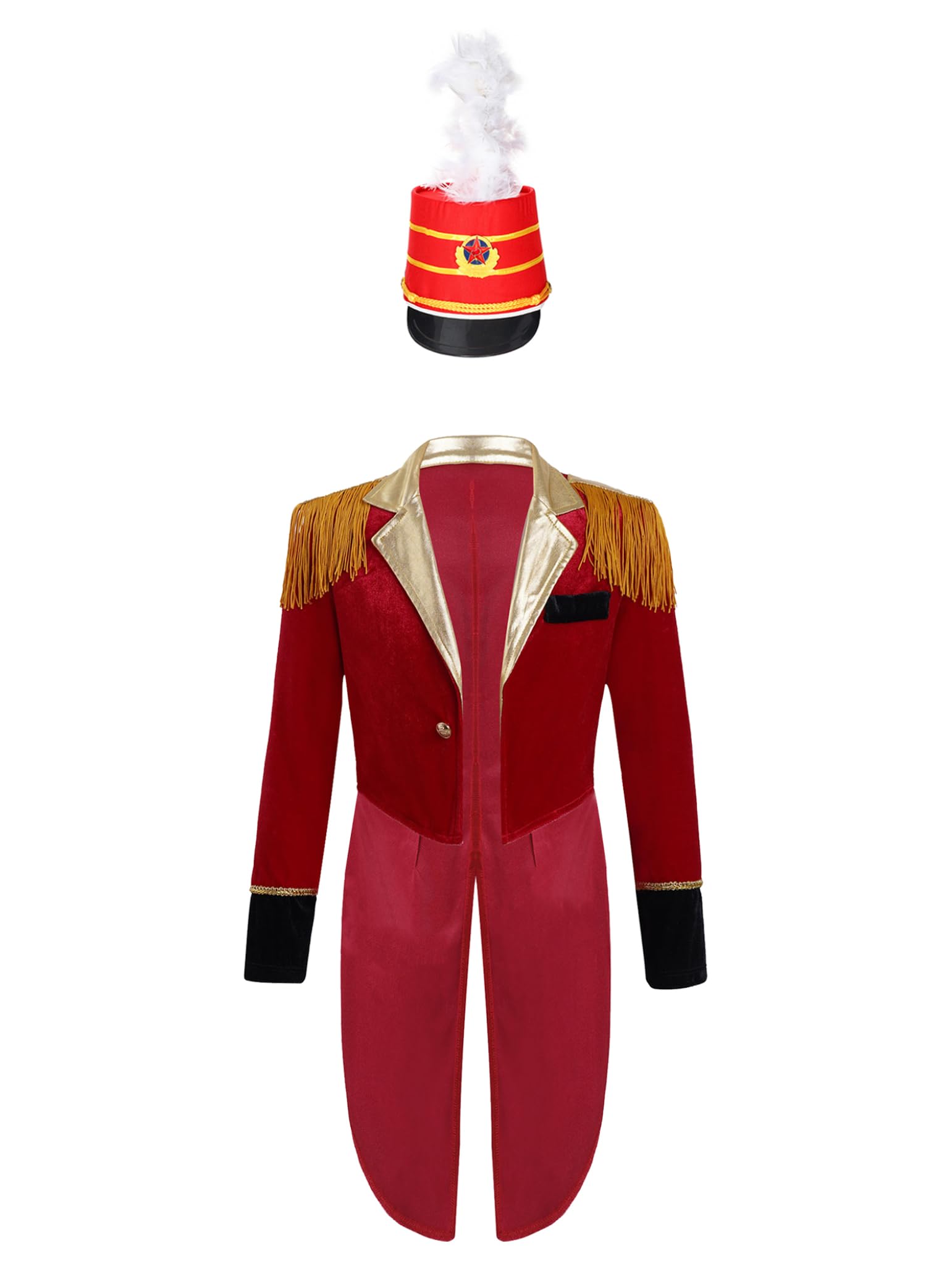 MoggemolKids Dress Up Hat-Nutcracker Costume for Boys Flag Raiser Honor Guard Marching Band Drum Major Uniform