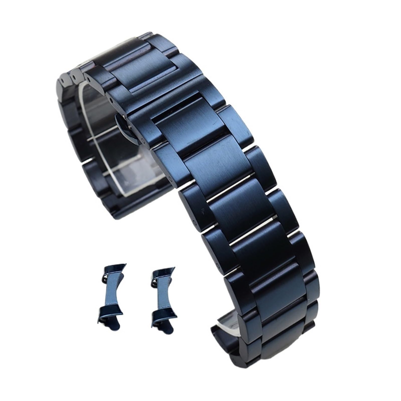 Cinturino in Acciaio Inossidabile, Colore Blu Scuro, Cinturino da Polso in Metallo con estremità Curva, 18 mm, 19 mm, 20 mm, 22 mm, 24 mm, Adatto for l'uso Quotidiano(Full Matte,24mm)