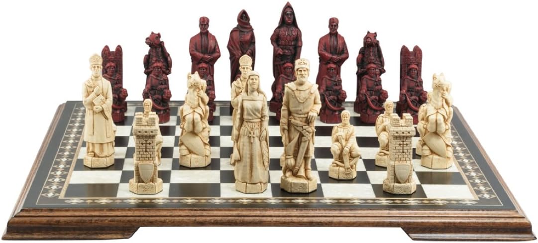 Burgundy & Ivory Crusades Chess Set