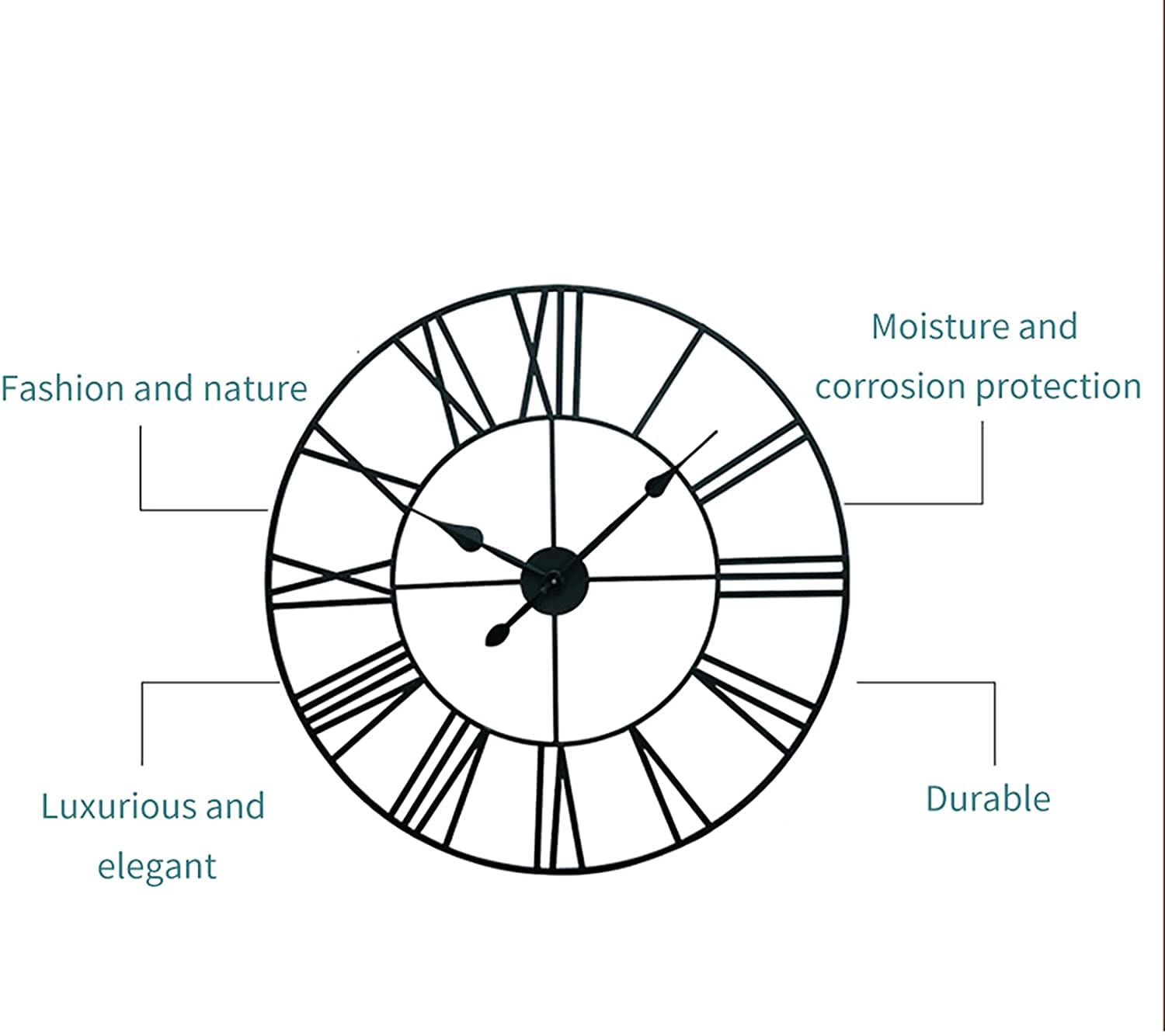 Reloj De Pared, Reloj De Exterior, Reloj De Jardín, Reloj De Pared De Estilo Industrial Europeo con Grandes Números Romanos, Reloj De Pared Silencioso De Metal para El H,40cm