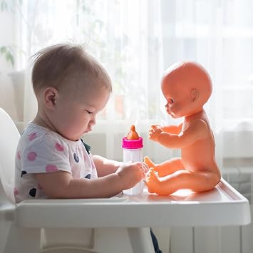 Disappearing Doll Feeding Set, Magic Bottle for Dolls, Portable Milk Bottle Doll Accessories, 3 Baby Doll Accessories Set with Disappearing Milk and Juice, Cute Doll Feeding Toy