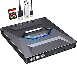 MTWZMM Unidade Externa De Cd/Dvd Para Laptop, Gravador/Leitor Usb 3.0 5 Em 1 Compatível Com Computadores Mac E Windows, Sistemas Linux