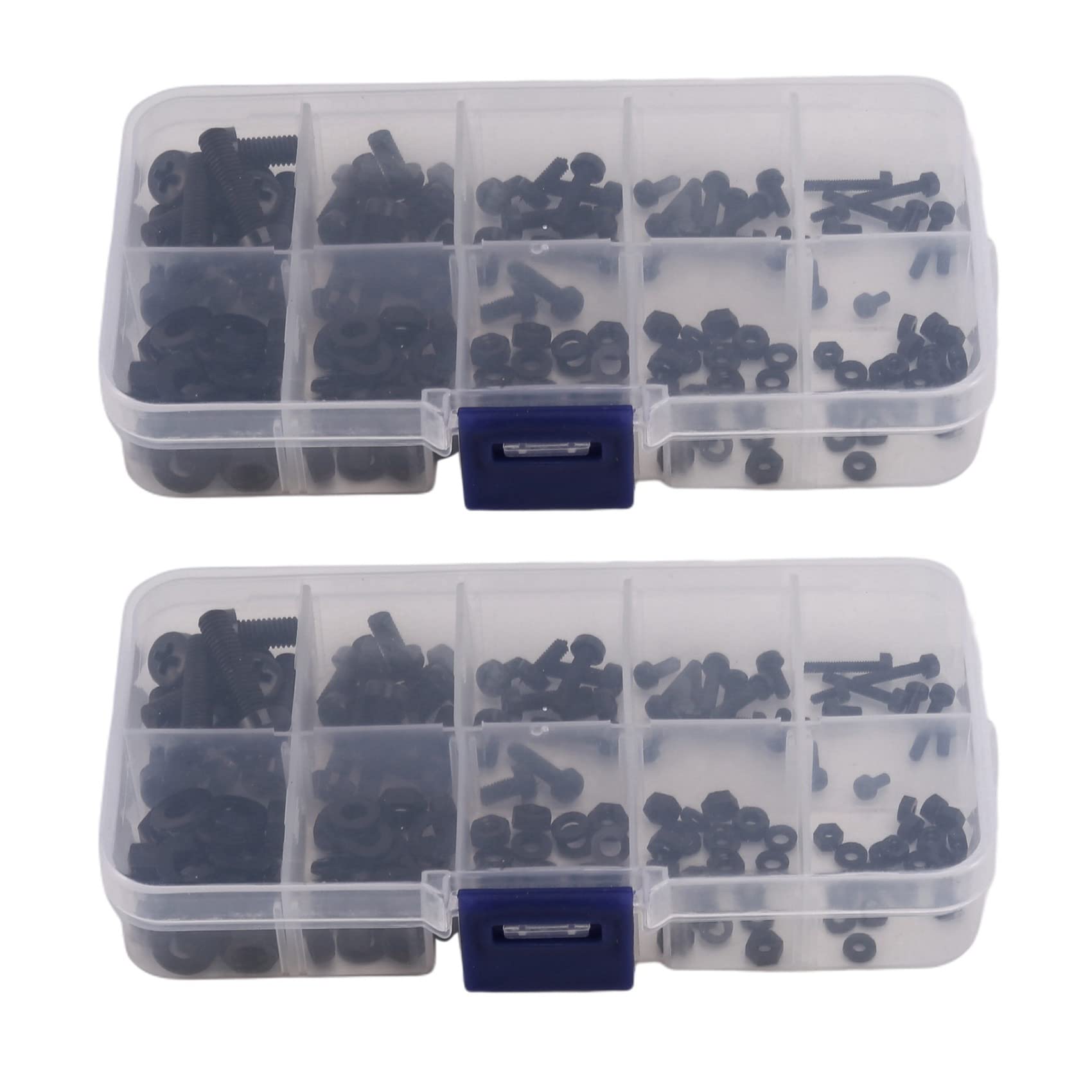 Jnchdghwa 300Pcs M2 M2.5 M3 M5 Nylon Hex Bolt Nut Standoff Spacer Assortment Kit Black