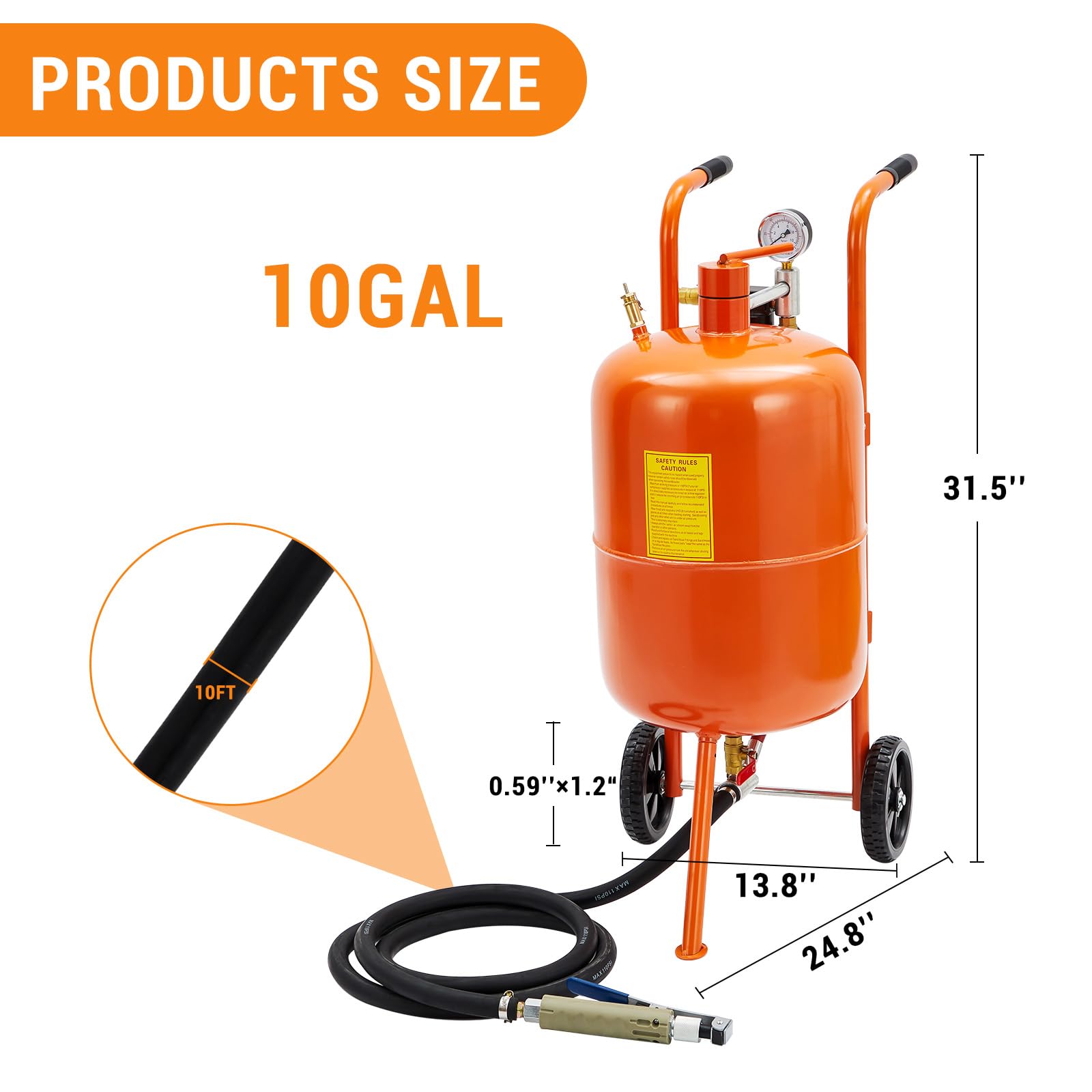 Garvee Sableuse portable professionnelle sur roues – Haute pression, 4 buses céramique, séparateur huile-eau – Nettoyage peinture, rouille, taches sur métal, auto, pierre – Accessoire rénovation – 10