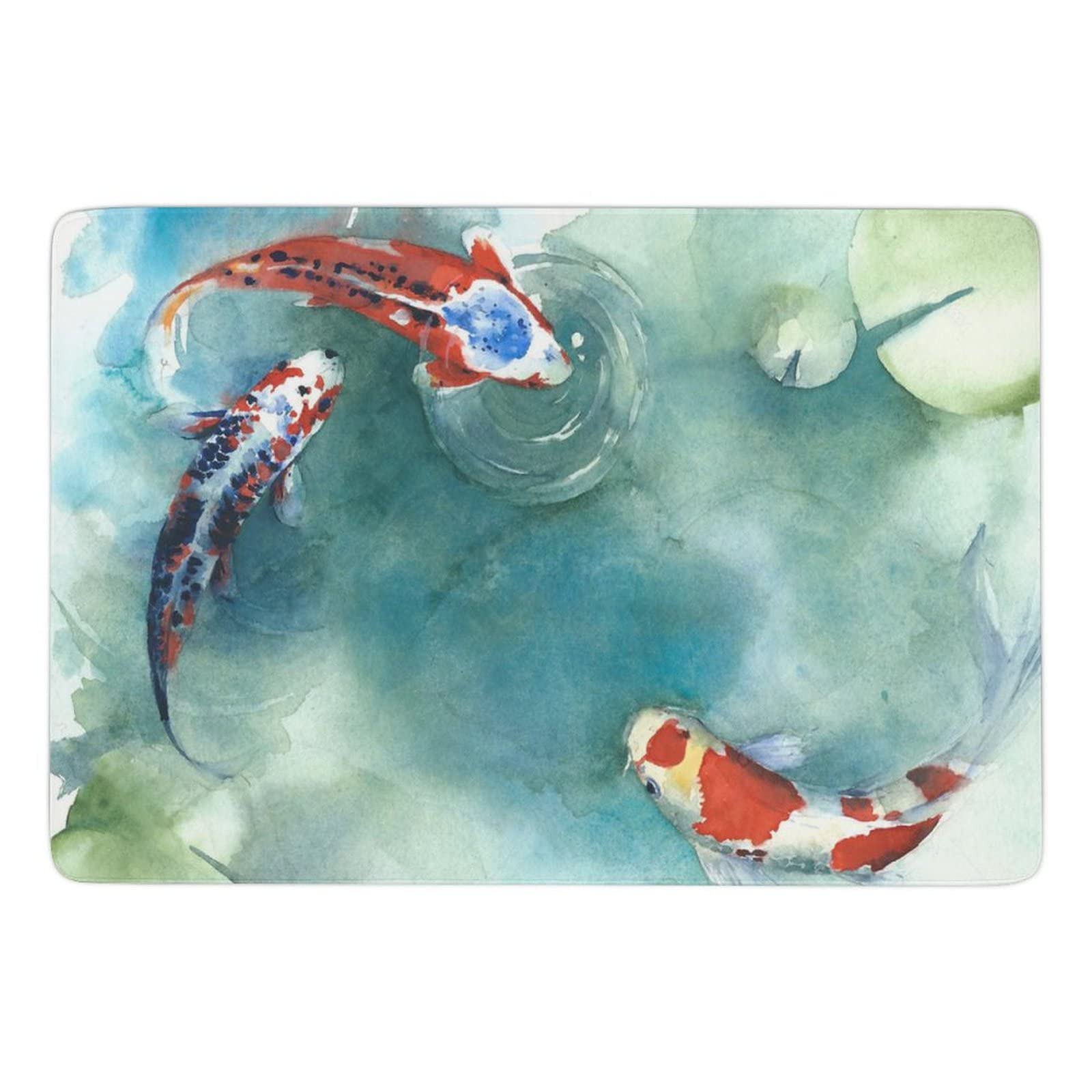 鯉カーペット 50×80cm 魚カーペット 池カーペット ラグ Amazon | カーペット 錦鯉 魚 蓮の葉 和風 蓮の池 ラグ